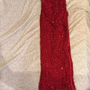 SHEIN Red Sequin Prom Dress